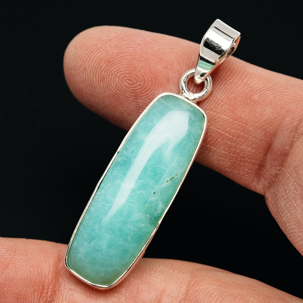 Gemmy Chrysoprase Pendant 1 7/8" (.925 Sterling Silver)