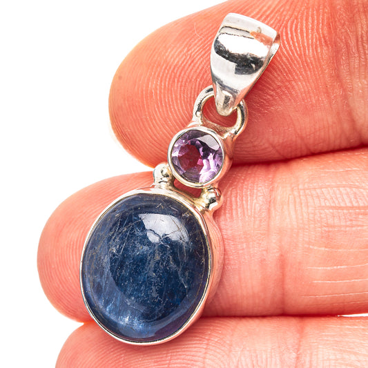 Kyanite, Amethyst Pendant 1 1/4" (.925 Sterling Silver)
