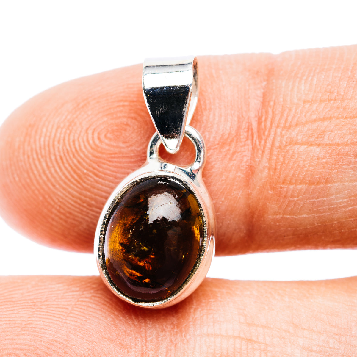 Oval orange tourmaline pendant with .925 sterling silver bezel and bail