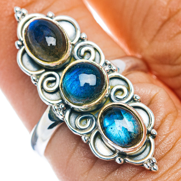 Labradorite Boho Ring Size 7.25 (.925 Sterling Silver)