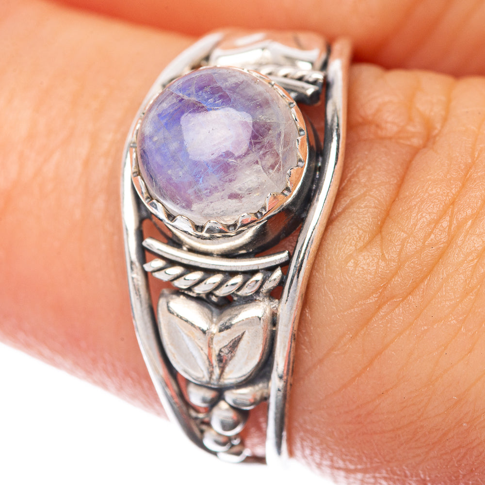 Rainbow Moonstone Dainty Ring Size 7.25 (925 Sterling Silver) R145194