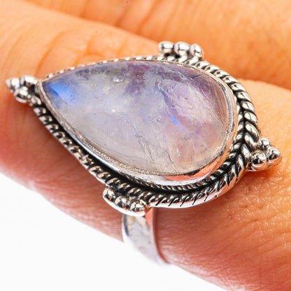 Rainbow Moonstone Ring Size 8 (925 Sterling Silver) R141990
