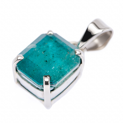 16ct Zambian Emerald Pendant 7/8" (.925 Sterling Silver)