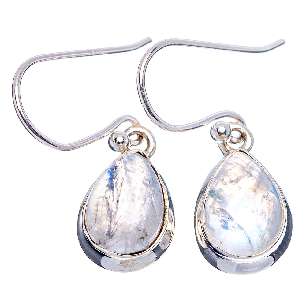 Rainbow Moonstone Earrings 1 1/8" (.925 Sterling Silver)