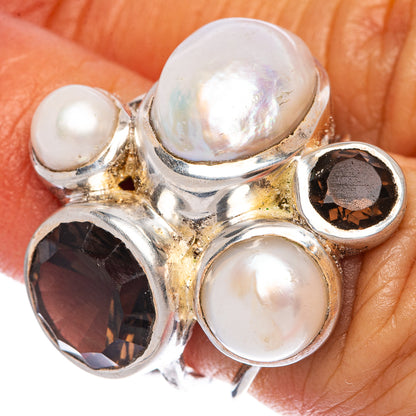 Large Cultured Pearl, Smoky Quartz Ring Size 5.25 (925 Sterling Silver) R145920