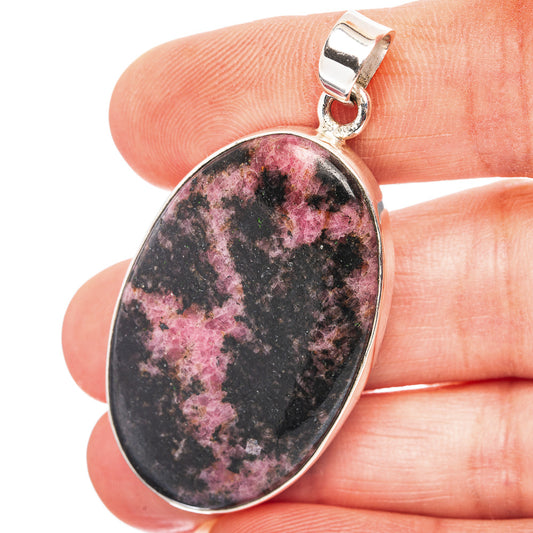 Rhodonite Pendant 2" (.925 Sterling Silver)