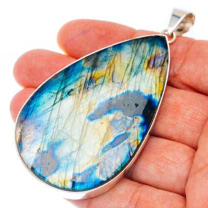 Gigantic Premium Spectrolite Pendant 3 1/8" (.925 Sterling Silver) PD52320