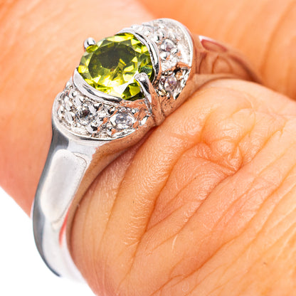 Peridot, Cubic Zirconia Ring Size 6 (.925 Sterling Silver)