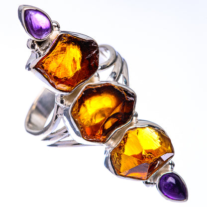 Large Raw Citrine, Amethyst Ring Size 9.5 (925 Sterling Silver) R141256