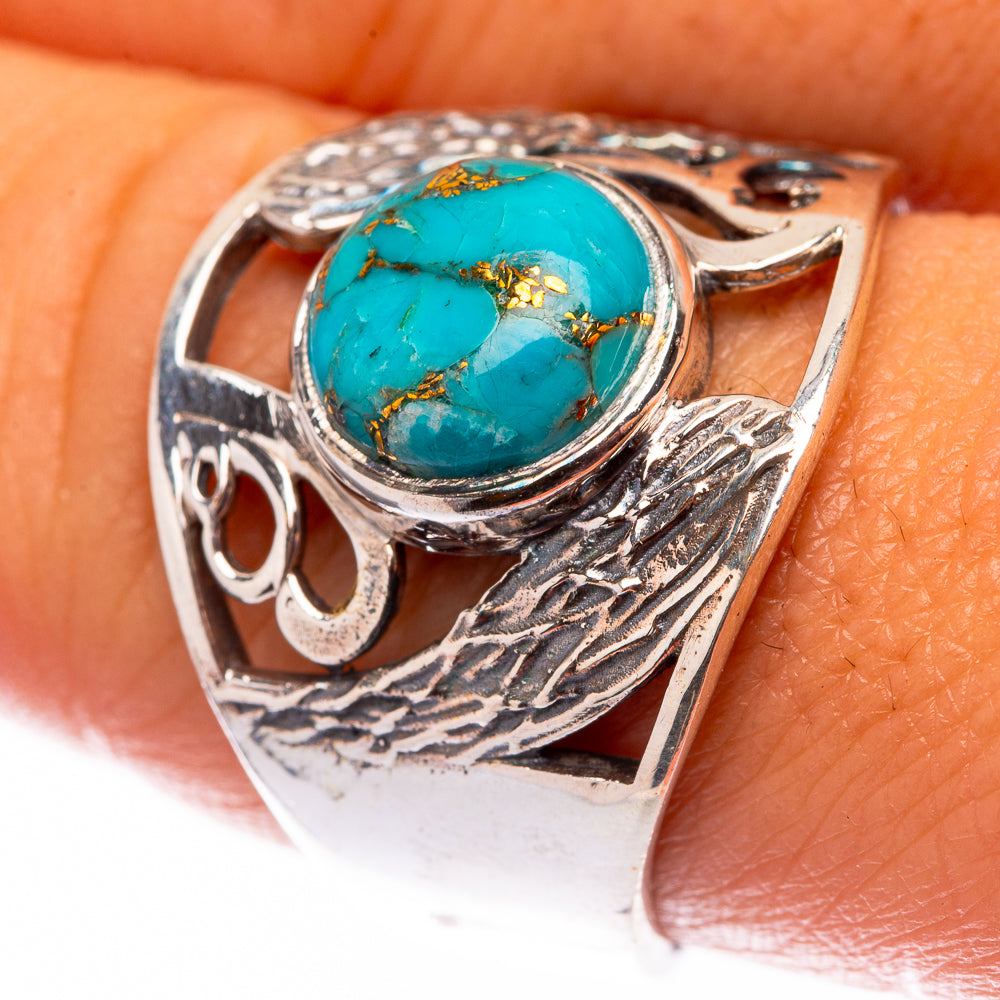 Blue Copper Composite Turquoise 925 Sterling Silver Ring Size 9 (925 Sterling Silver) RING140370