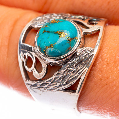 Blue Copper Composite Turquoise 925 Sterling Silver Ring Size 9 (925 Sterling Silver) RING140370