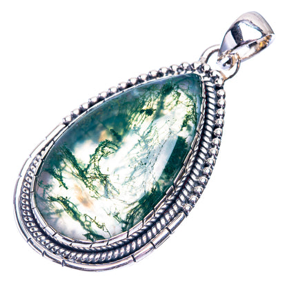 Green Moss Agate Pendant 1 3/4" (925 Sterling Silver) P38711