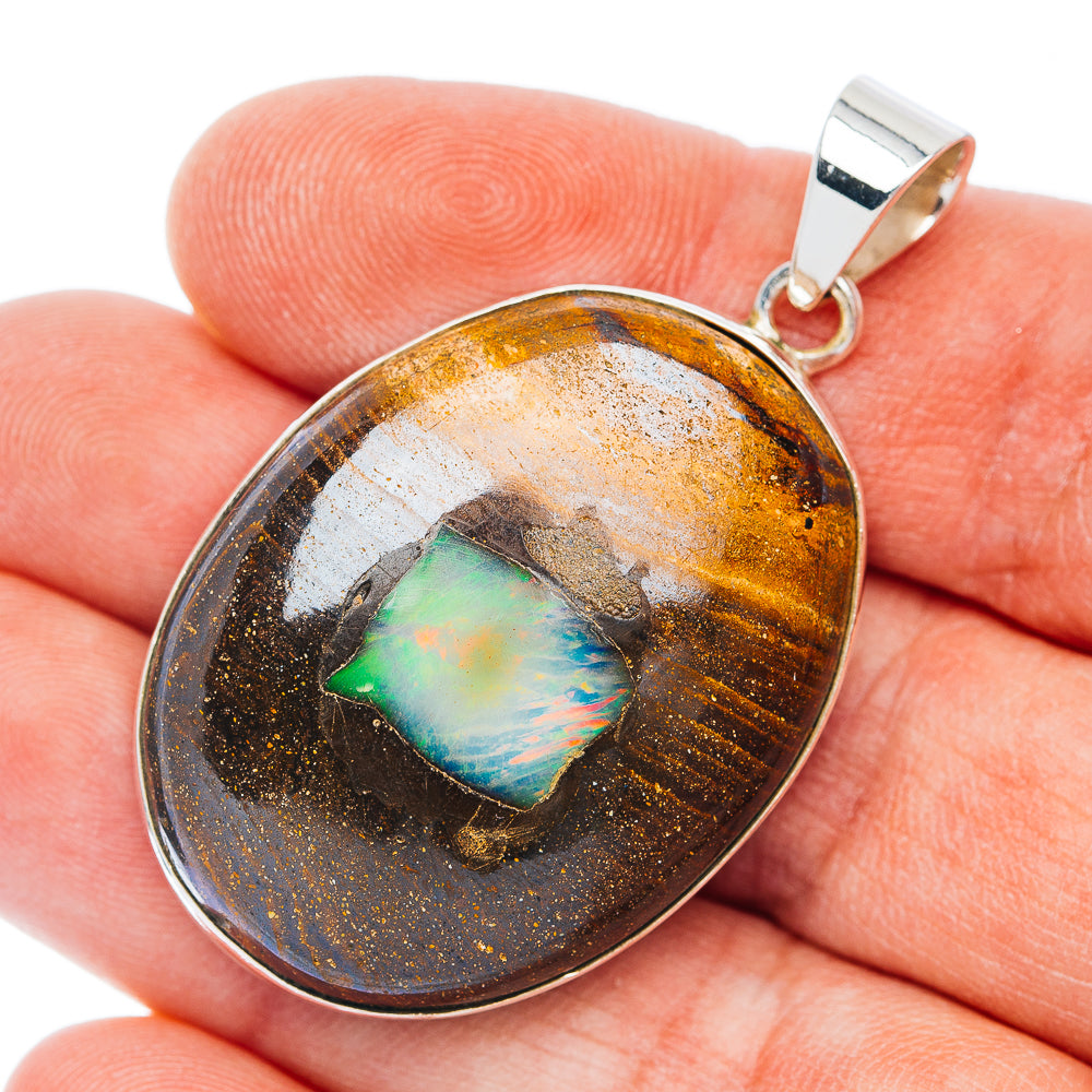 Premium Boulder Opal Pendant 1 7/8" (.925 Sterling Silver)
