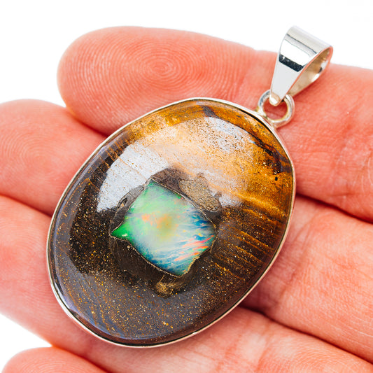Premium Boulder Opal Pendant 1 7/8" (.925 Sterling Silver)