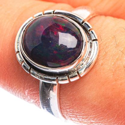 Black Opal 925 Sterling Silver Ring Size 8