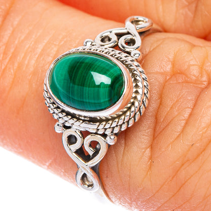 Malachite Dainty Ring Size 6 (925 Sterling Silver) R1211