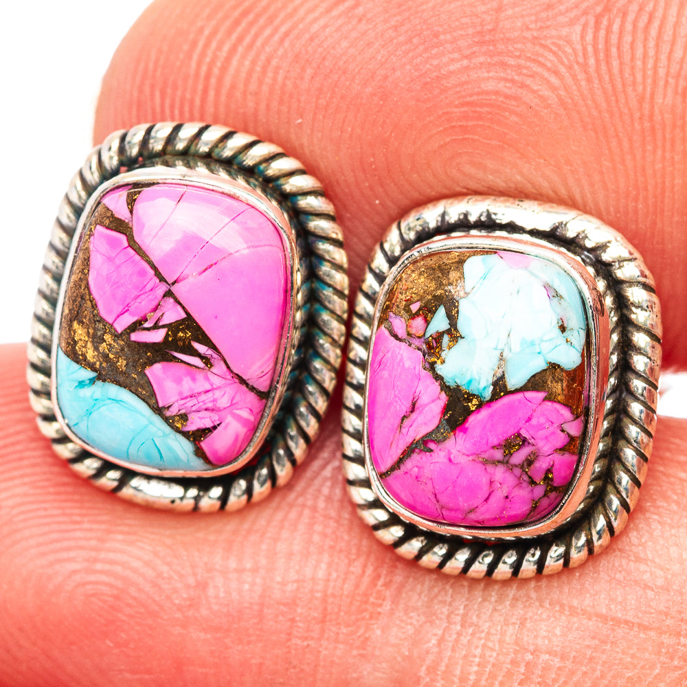 Cotton Candy Turquoise Earrings 1/2" (.925 Sterling Silver)