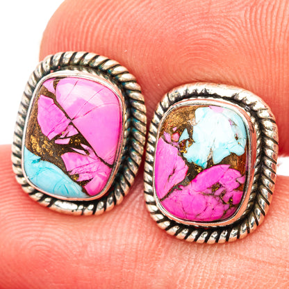 Cotton Candy Turquoise Earrings 1/2" (.925 Sterling Silver)
