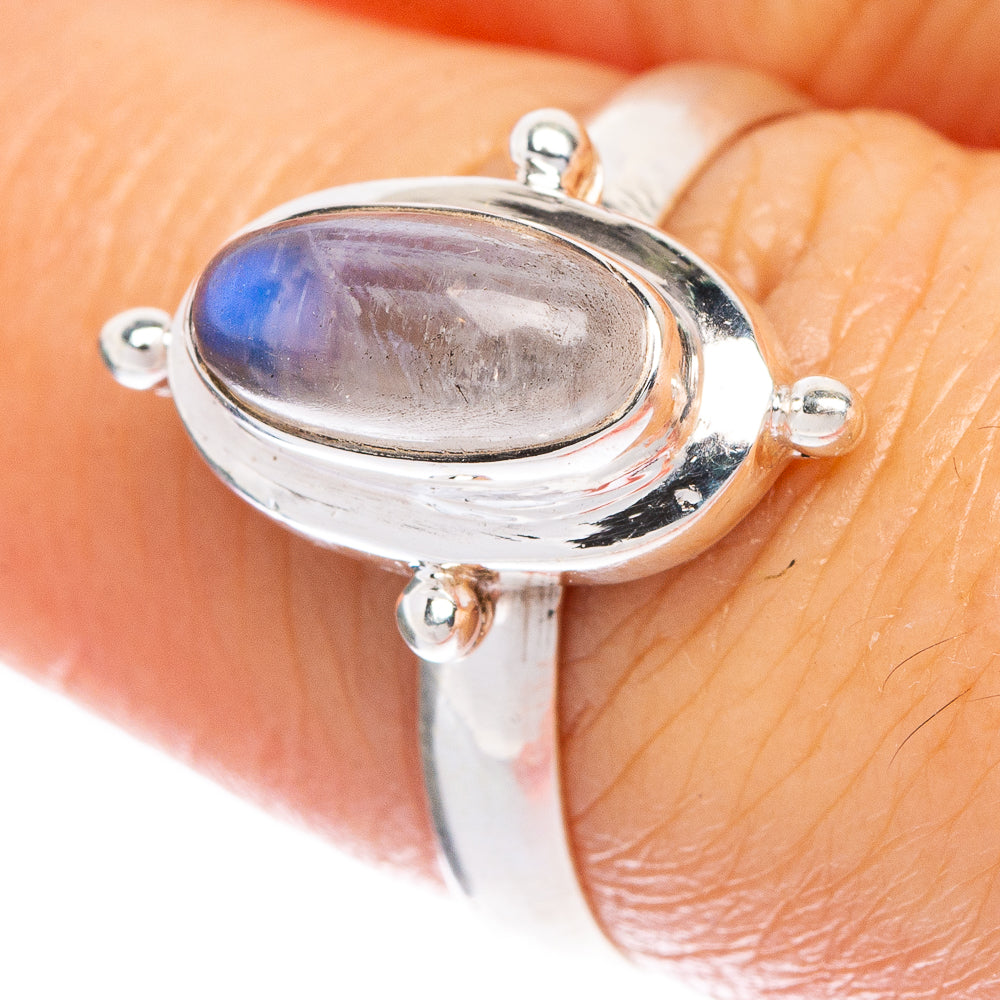 Rainbow Moonstone Ring Size 7.5 (925 Sterling Silver) R1050