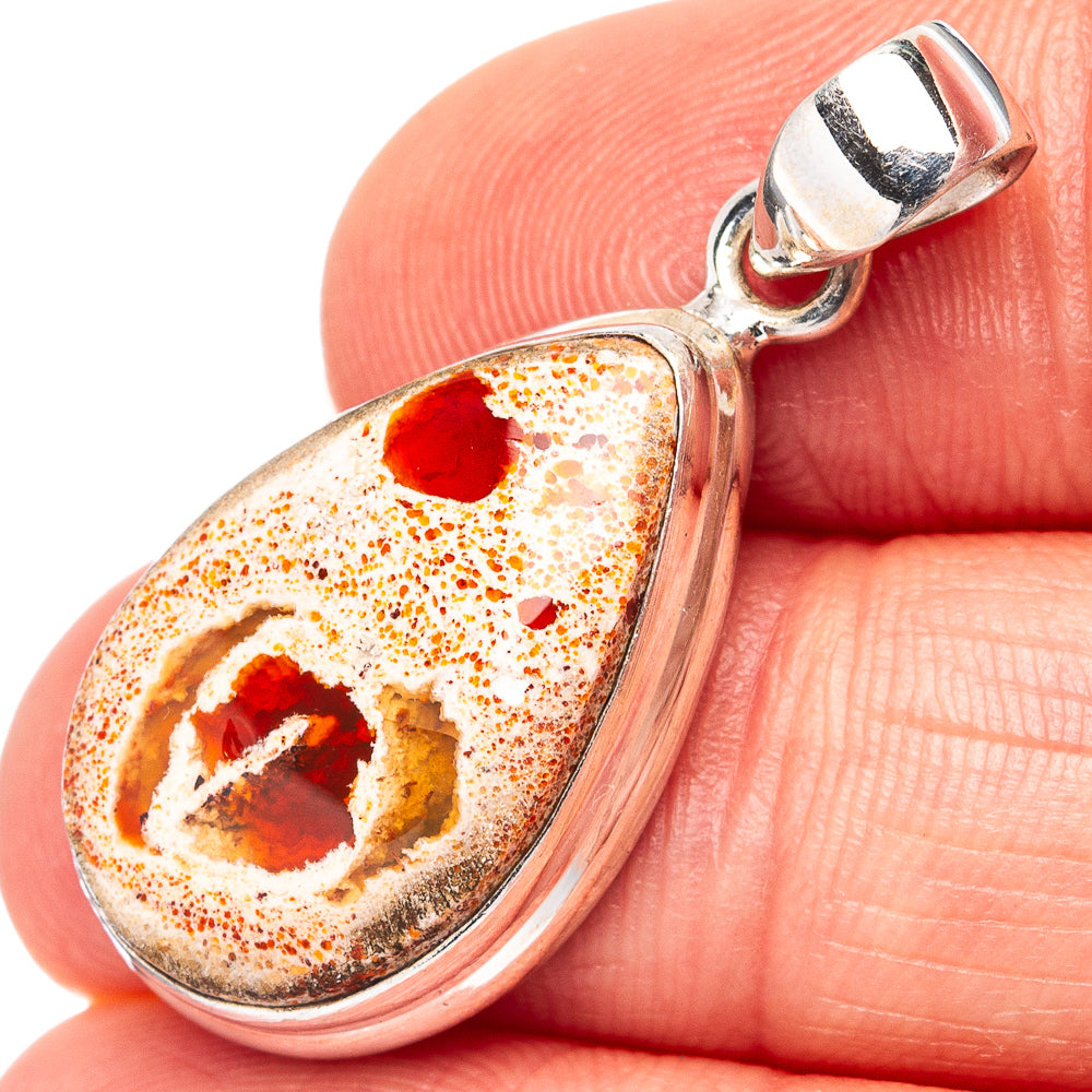 Rare Mexican Fire Opal Pendant 1 3/8" (.925 Sterling Silver)
