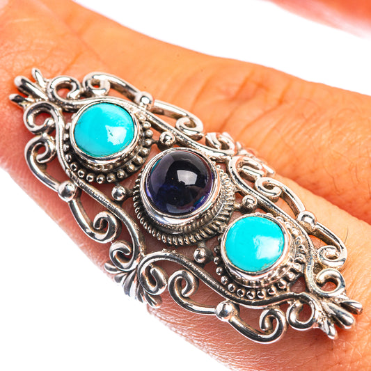 Large Tanzanite, Sleeping Beauty Turquoise 925 Sterling Silver Ring Size 7.75