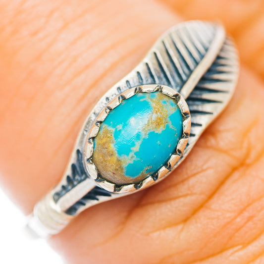 Mojave Turquoise Feather Ring Size 7 (.925 Sterling Silver)