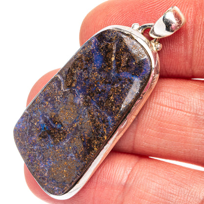 Rare Boulder Opal Pendant 1 3/4" (.925 Sterling Silver)