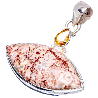 Rosetta Jasper, Citrine Pendant 1 3/8" (.925 Sterling Silver)
