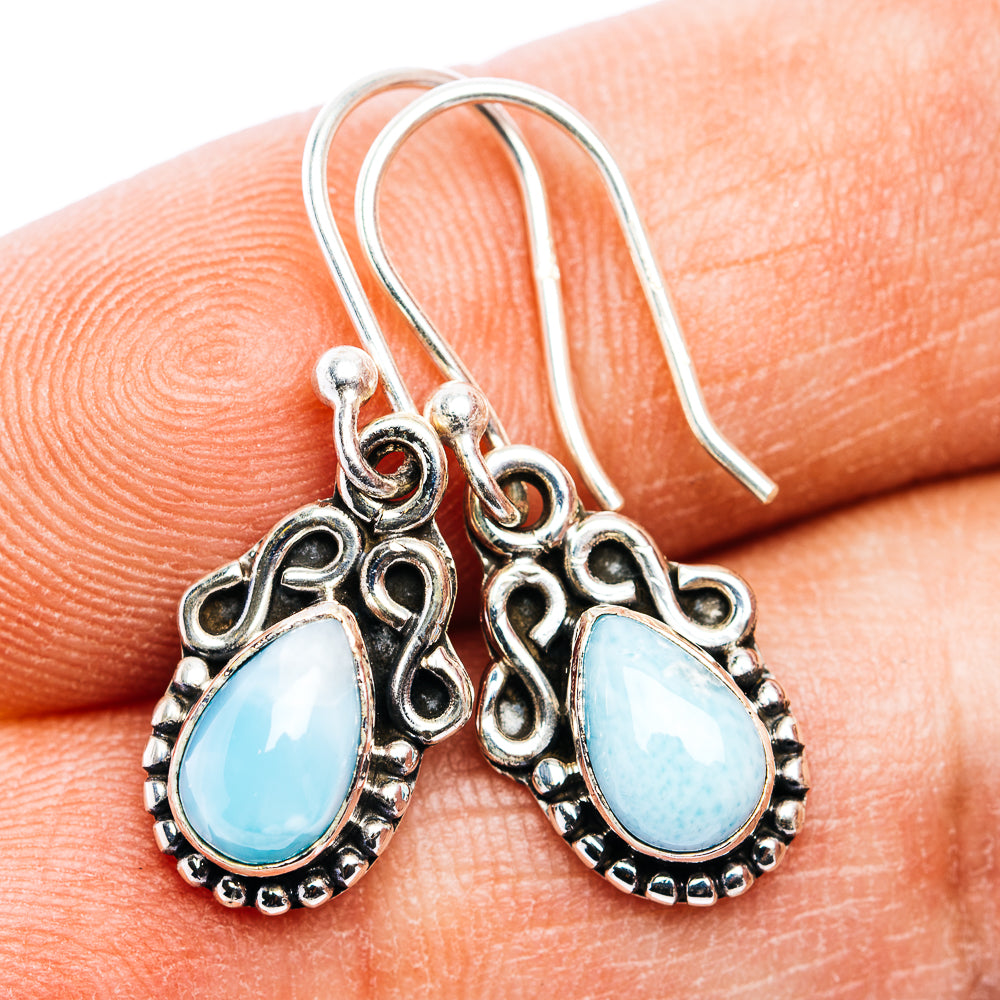 Larimar Earring 1 1/8" (.925 Sterling Silver)