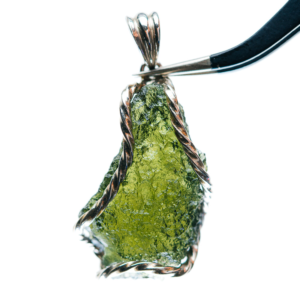 Premium AAA Czech Moldavite Pendant 1 1/2" (.925 Sterling Silver)