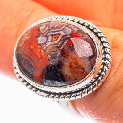 Crazy Lace Agate Ring Size 6.5 (925 Sterling Silver) R142153