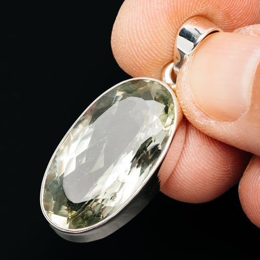 Premium 18.5ct Faceted Prasiolite Pendant 1 1/2" (.925 Sterling Silver)