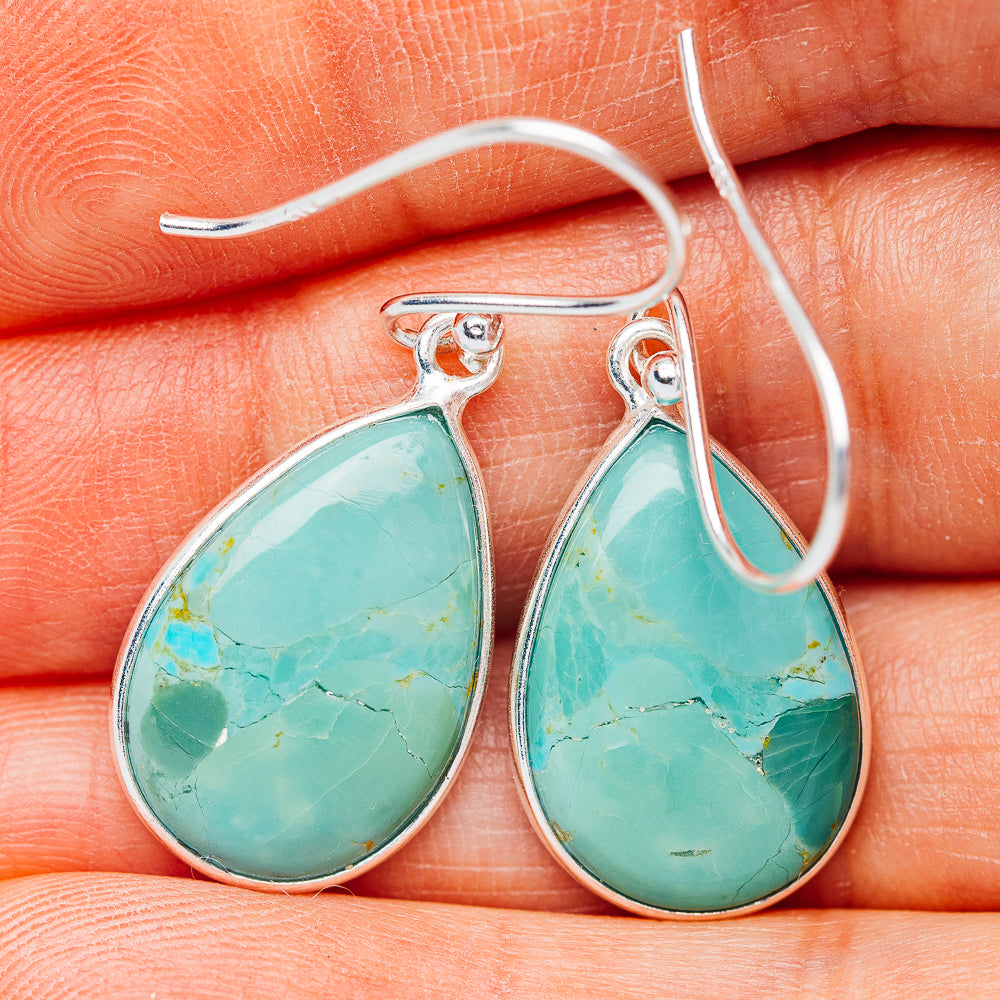 Kingman Turquoise Earrings 1 3/8" (.925 Sterling Silver)