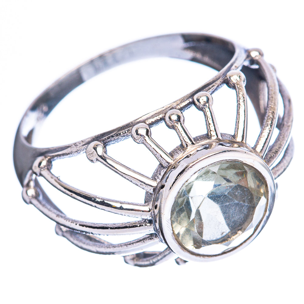 Value Faceted Green Amethyst Ring Size 7.75 (925 Sterling Silver) R3214