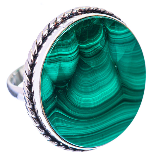 Large Malachite Coin Ring Size 6.5 (925 Sterling Silver) R140997