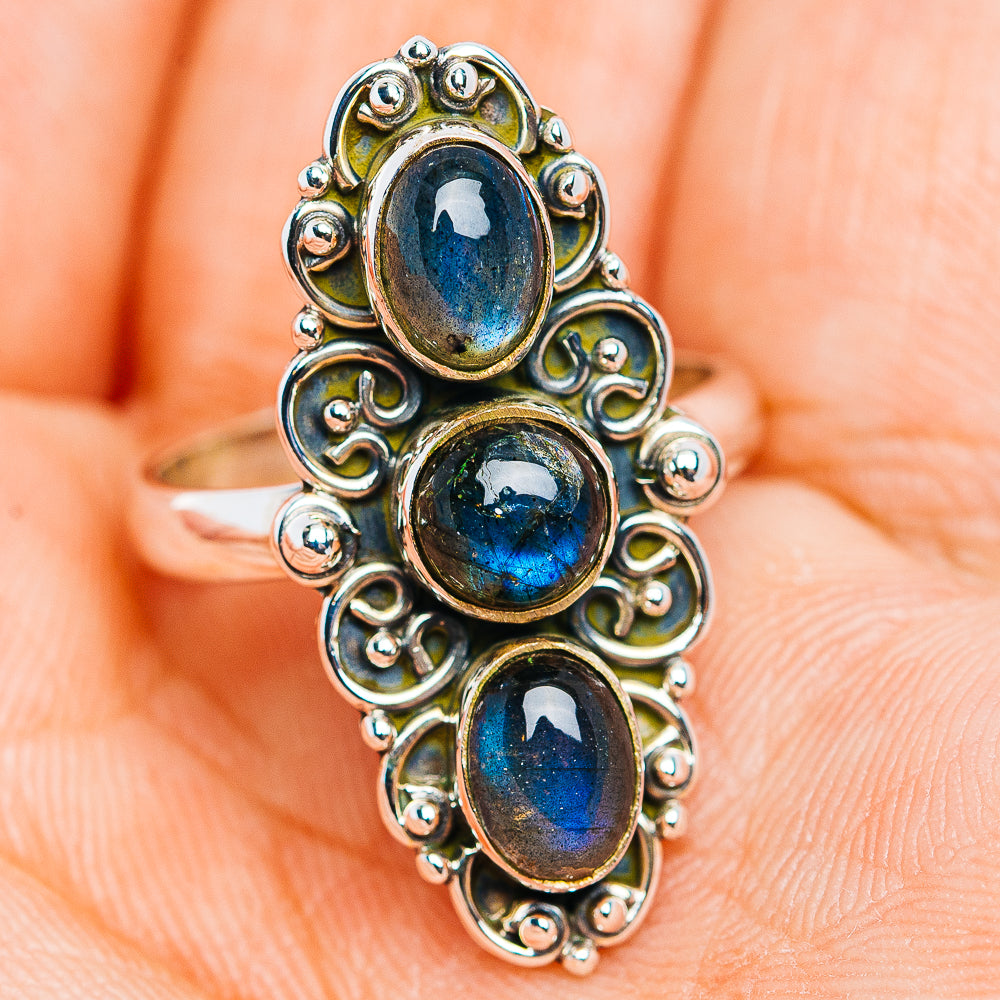 Labradorite Boho Ring Size 6.75 (.925 Sterling Silver)