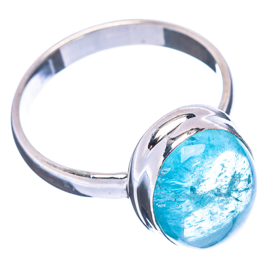 Oval aquamarine cabochon ring, .925 sterling silver, size 9, side view