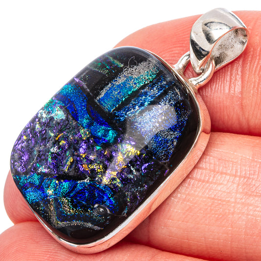 Dichroic Glass Pendant 1 3/8" (925 Sterling Silver) P43066