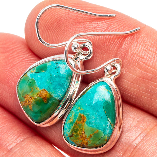 Turquoise teardrop earrings with .925 sterling silver hooks, pear-shaped cabochons