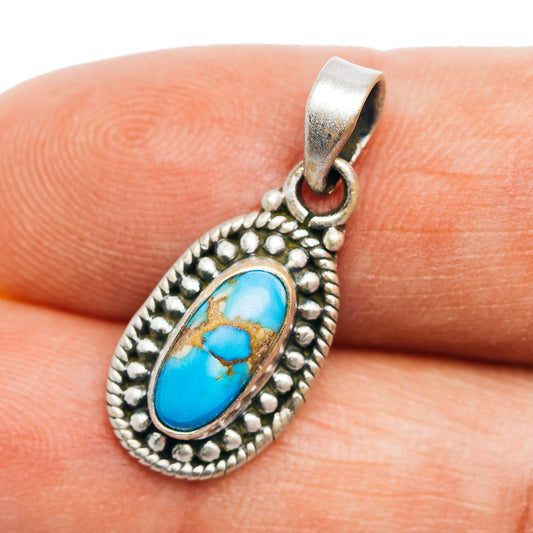 Southwestern Style Golden Hills Turquoise Pendant 1" (.925 Sterling Silver)