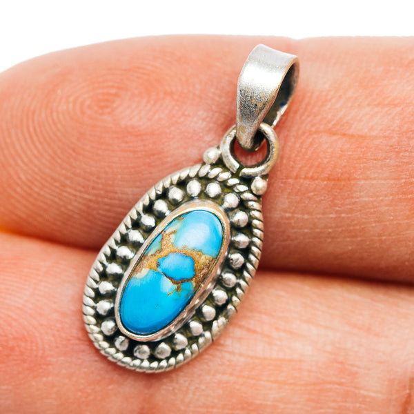 Southwestern Style Golden Hills Turquoise Pendant 1" (.925 Sterling Silver)