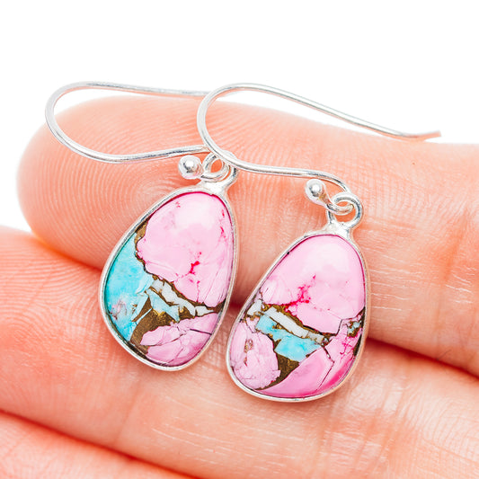 Cotton Candy Turquoise Earrings 1 1/4" (.925 Sterling Silver)