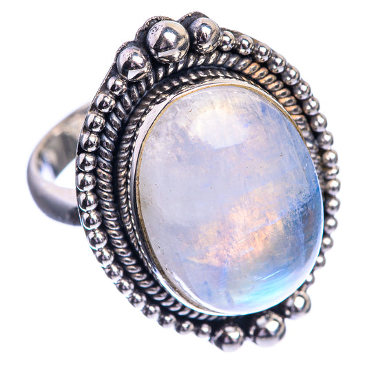 Rainbow Moonstone 925 Sterling Silver Ring Size 6.25