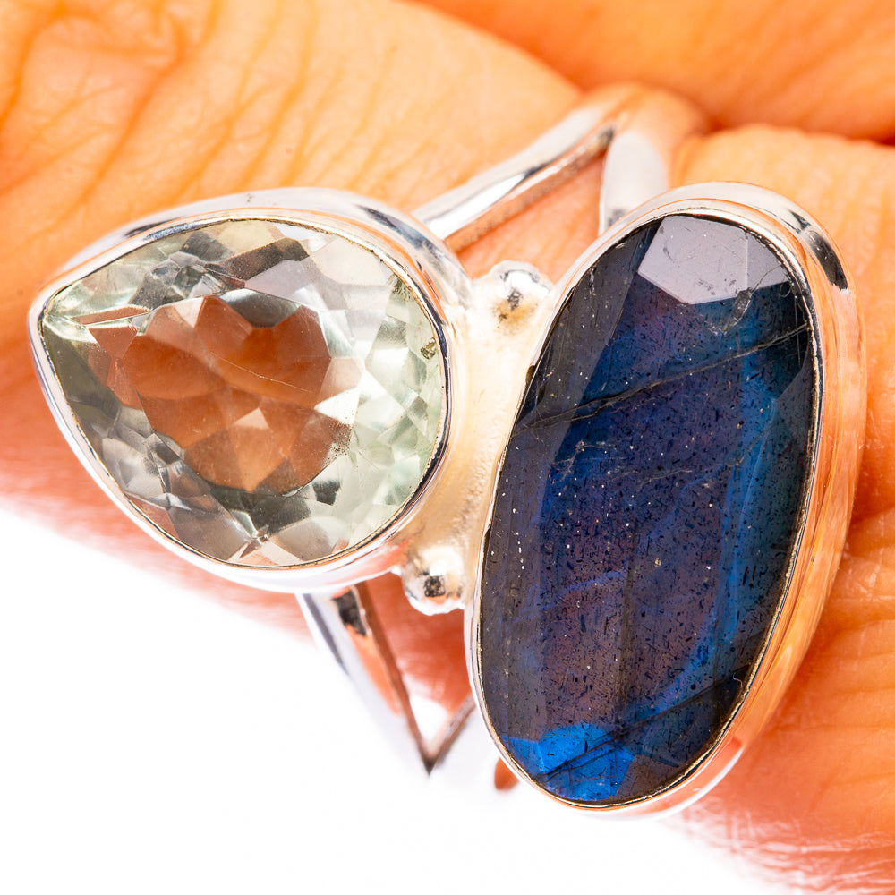 Labradorite, Green Amethyst Ring Size 10.5 (925 Sterling Silver) R141519