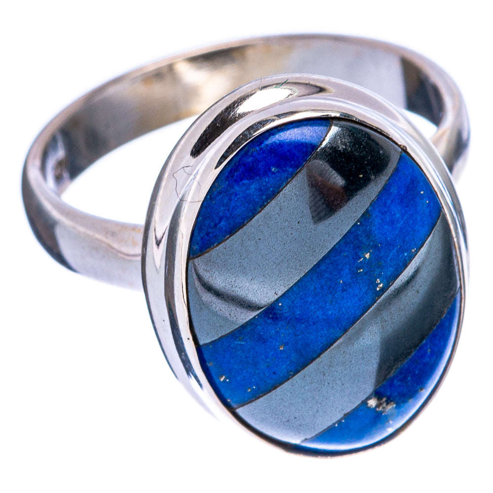 Shungite Lapis Lazuli Ring Size 7.25 (925 Sterling Silver) R146635