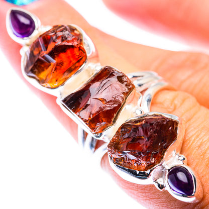 Large Raw Citrine, Amethyst Ring Size 6.75 (925 Sterling Silver) RING140206