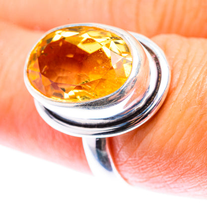 Faceted Citrine Ring Size 7.5 (925 Sterling Silver) RING140124