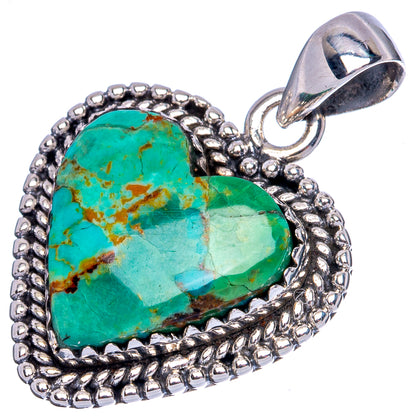 Rare Arizona Turquoise Heart Pendant 1 1/8" (925 Sterling Silver) P42085