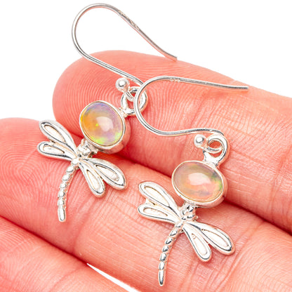 Rare Ethiopian Opal Dragonfly Earrings 1 3/8" (925 Sterling Silver) E1552