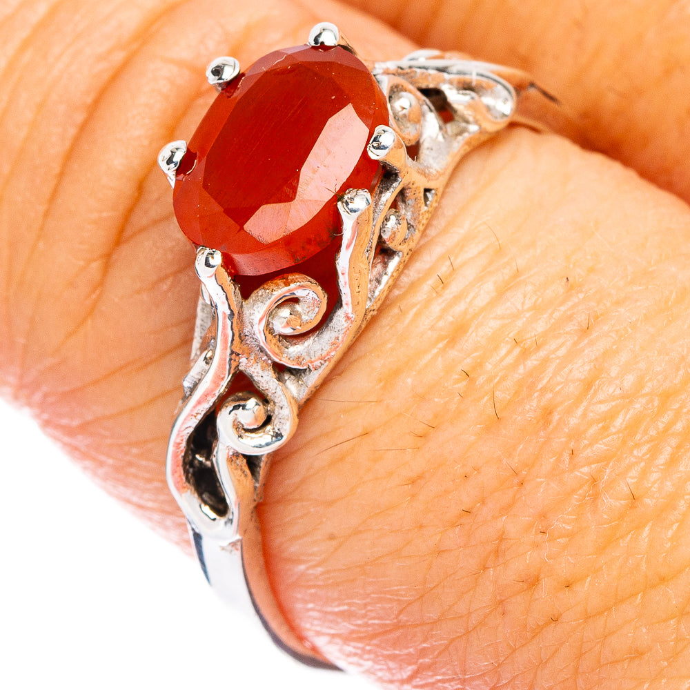 Carnelian Dainty Ring Size 8.5 (925 Sterling Silver) R146952